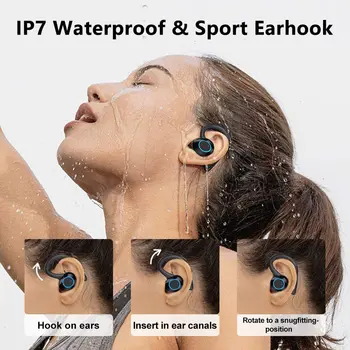 Vezeték nélküli Fejhallgató Bluetooth 5.1 TWS Sport Fülhallgató, Mély Basszus zajszűrő Fülhallgató Mikrofon HD IPX7 Fülhorgot HIFI Fejhallgató