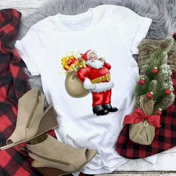 Boldog Karácsonyt Ing a Mikulás, Rénszarvas Nyomtatás Nő Tshirts Plus Size S-5xl Aranyos Maximum Ajándék Hölgyek Ropa De Mujer 2020