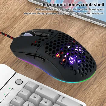 USB Vezetékes Egér Honeycomb Vezetékes Computer Gaming Egér Állítható RGB Háttérvilágítás 7200 DPI Gaming Egér PC Gamer Laptop Tiszt