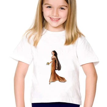A gyerekek T-shirt Harajuku Tshirts Gyönyörű Disney Hercegnő Hamupipőke póló Gyerekeknek, Karikatúra Nyomtatott Lány Rövid Ujjú Póló Ing