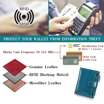Kis Pénztárca Női Valódi Bőr Bifold Kompakt RFID-Blokkoló Többfunkciós Divat Női Pénztárca