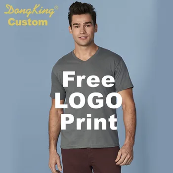 DongKing Custom Print V Neck póló Felnőtt Pamut Alkalmi Egyéni, Személyre szabott Nyomtatási Csapat Családi Neve Pólók Félig Felszerelt 5 szín