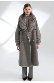 Divat női plüss Női téli valódi gyapjú kabát, eredeti róka prém felsőruházat Női nagykereskedelmi