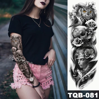 Nagy Kar Hüvely Tetoválás Japán Ponty Óra Csillag Vízálló Ideiglenes Hamis Tetoválás Matrica Koponya Lotus Hullám Férfiak Nők Teljes Tatto