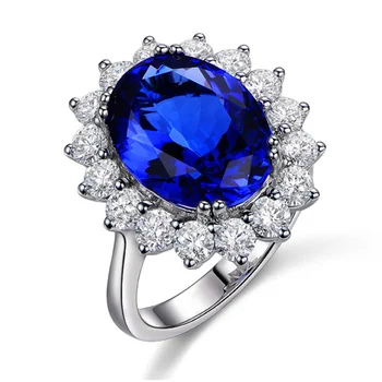 Divat-Luxus Kék Kristály Temperamentum Virág Alakú Gyűrű a Nők Bankett Eljegyzés, Esküvő Ékszer
