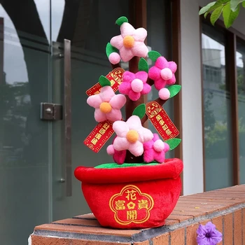 Plüss játék rajzfilm Kínai Új Év Tavaszi Fesztivál vagyont haza narancsfa Barack virág dekoráció hozza a legjobb kívánságait vagyon 1db