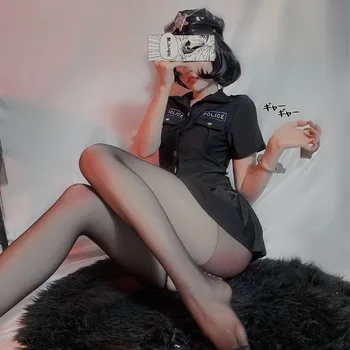 SZEXI MIAU Rendőrnő Slim Szórakozóhely Új Párt Erotikus Ruha Cosplay Kísértés Jelmez Egységes szerepjáték Nő Szexi Stewardessek