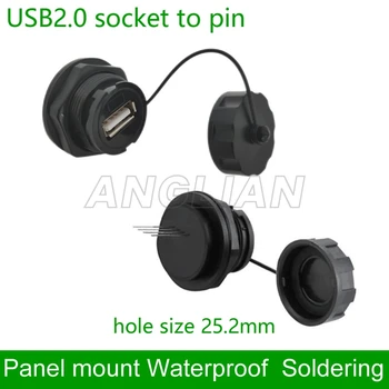USB Vízálló Csatlakozó IP67 USB panel mount női aljzat, valamint forrasztás PIN 1 egység