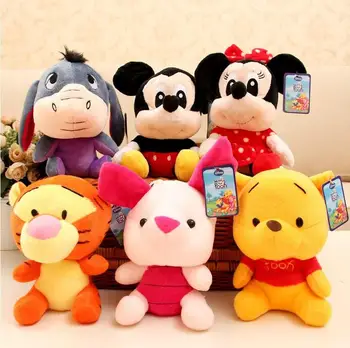 12cm Disney Micimackó Családi Plüss Játékok, Baba, Tigris Mickey Minnie Mini rongybabát Tevékenység Ajándékokat a Gyermekek Ajándékok