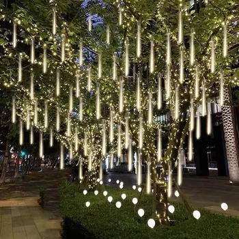 Ünnepi Világítás Meteorzápor Eső LED Tündér String Fény Utca Koszorú Karácsonyi Dekoráció az Otthoni Kerti újévi Ajándék