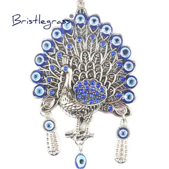 BRISTLEGRASS török Kék Gonosz Szem Páva Autó Amulett Lucky Charm Falon Lógó Medál Tassel Inga Áldás Védelem Dekoráció