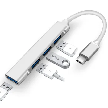 4In1 USB-C Hub Macbook Pro Air 2020 4 Port USB 3.0 Hub Adapter Laptop Splitter A PS4 U Lemez Billentyűzet Egér Hosszabbító Kábel