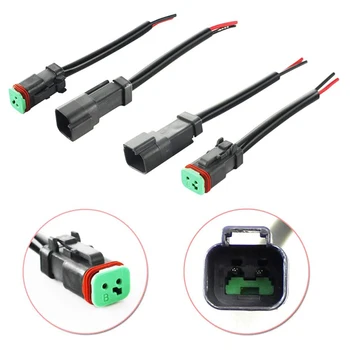 Deutsch DT 2 Pin Pigtail Kit Férfi Nő Csatlakozó Adapter Csatlakozó Kábelköteg LED munkalámpa Bár Auto Tartozékok