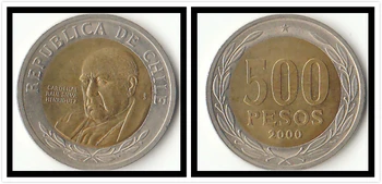 Chilei 500 Peso Amerika Érmék Eredeti Ritka Érme, Emlékérme Kiadás Igazi