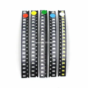 100/SOK 1206-OS SMD LED Készlet, Fehér, Piros, Kék, Zöld, Sárga 20db minden Szuper Fényes 1206-os SMD LED Diódák Gyöngy Csomag Készlet