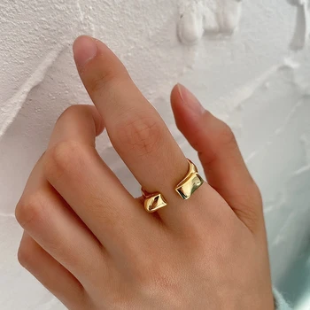 Silvology 925 Sterling Ezüst Fényes Origami Gyűrűk Nők Szabálytalan Japán Korea Minimalista Gyűrűk Hölgyek 2021 Designer Ékszerek