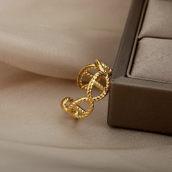 Évjárat Spirál Nyitva Gyűrűk Nők Rozsdamentes Acél Arany Állítható Esküvői Női Gyűrű Gótikus Kiegészítők, Ékszerek, Ajándék Bijoux