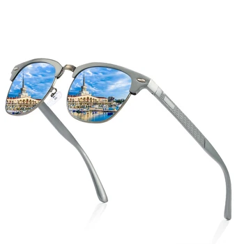 Márka Designer Napszemüveg Férfiak/Nők Alumínium-Magnézium napszemüvegek UV400 Félig Keret Polaroid Napszemüveg Férfi vezette Tükör