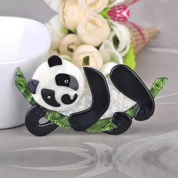 OI Új Aranyos Bambusz Panda Alakú Bross Csapok Akril Gunblack Pin Ékszer Gyermek Sapka Sál Tartozékok Napi
