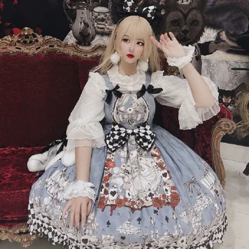 Japán Gothic Lolita Ruha Lányok Vintage Sötét Temetés Lolita Jsk Ruha Nők Harajuku Király Ujjatlan Punk Nadrágtartó Orr