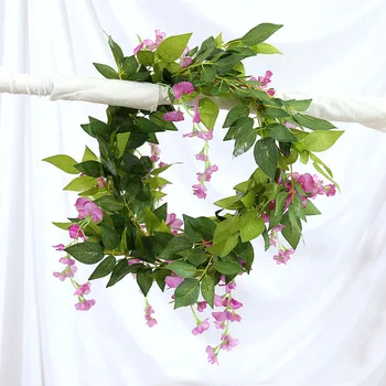 Mesterséges Növények, Fa, Levelek, Műanyag Zöld Szőlő Rattan Falra Garland Kert Otthon Esküvői Dekoráció