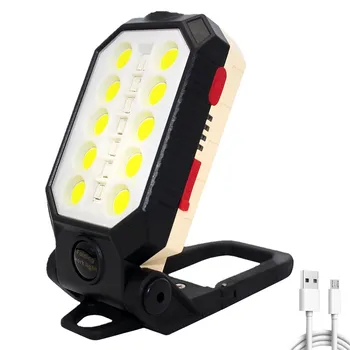 COB Munka Fény Újratölthető USB Hordozható LED Lámpa Állítható, Vízálló Kemping Lámpás Mágnes Design Teljesítmény Kijelző