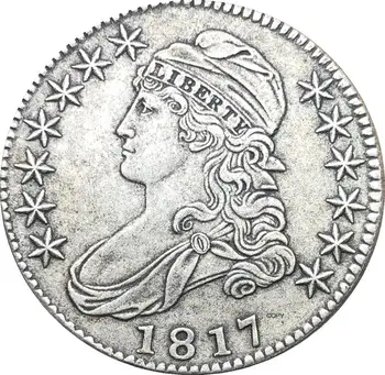 Egyesült Államok 50 Cent ½ Dollár Szabadság Sas Felső Mell Fél Dollár 1817 Cupronickel Bevonatú Ezüst Érme Másolata
