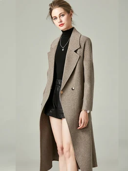 OLOMM 00340# Kettős arcú kasmír kabát, Női hosszú ujjú kabát, gyapjú luxus testreszabási Sűrűsödik Felső Anglia stílus