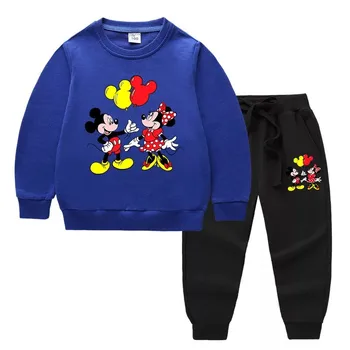 Disney Minnie Mickey Egér Fiúk Lányok Ruházati Készletek Alkalmi Gyermek Kapucnis Felső + Nadrág Sport Illik Gyerek Ruha Ruhák
