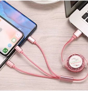 3 in 1 USB Kábel iPhone Samsung Xiaomi Multi Gyors Töltés Töltő USB Típus C Típus c-Micro USB-Kábel, Mobil Telefon