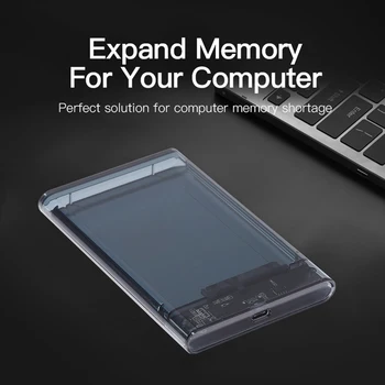 Átlátszó HDD Fedél SATA-USB 3.1 C-Típusú Mobil Merevlemez Esetében 2,5 hüvelykes SATA HDD SSD Külső Esetben Védő Doboz
