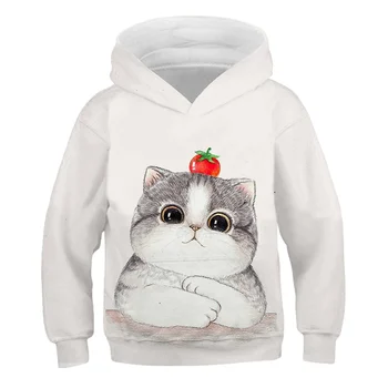 Őszi-téli melegítőfelső aranyos állat a macskák 3D nyomtatott kapucnis felső fiúk, lányok kapucnis felső ruhát, aranyos macskák gyerekek laza pullovers