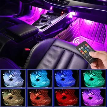 Autóipari Belső Dekoratív Világítás LED Autó Láb Fény LED Hangulat Lámpa Környezeti Lámpa, USB, Vezeték nélküli, Távoli Hang Egyszerű kezelhetőség
