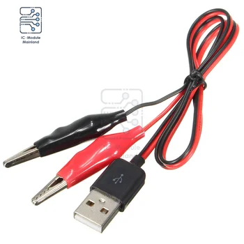 Aligátor Teszt Klipek Clamp-USB Férfi Csatlakozó Tápegység Adapter Vezeték 58 Kábel, Piros, Fekete