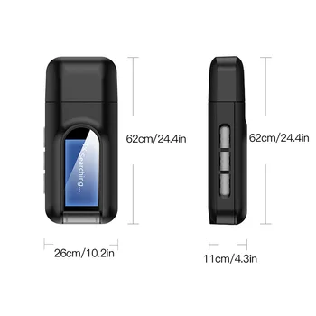5.0 Audio Receiver Adó 3,5 mm-es LCD-Képernyő 3.5 AUX Sztereó Bluetooth-kompatibilis Adapter Autós PC, TV Fejhallgató