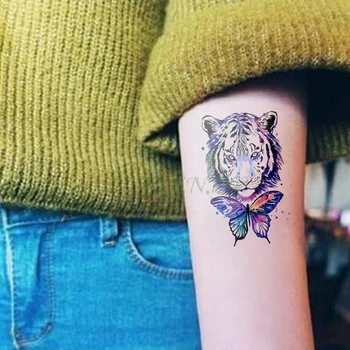 Vízálló Ideiglenes Tetoválás Matrica Tigris Pillangó állat Hamis Tatto Flash Tetoválás Nyak, Csukló, Kéz tetoválás Férfiak, Nők, Gyerekek