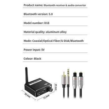 3 In 1 Digitális-Analóg Audio Converter U Lemez Lejátszás AUX Adapter Blue-tooth Vezeték nélküli Vevő 5.0 Audio Adapter PC TV Autó