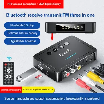 Bluetooth 5.0 Vevő Adó FM Sztereó AUX 3,5 mm-es Jack RCA Optikai Vezeték nélküli NFC Bluetooth Audio Adapter A TV-készülék PC Fejhallgató