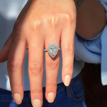 Klasszikus Eljegyzési Gyűrű vízcsepp Design AAA Fehér Kocka Cirkon Női Esküvői Zenekar CZ Gyűrűk női Ékszerek bague femme