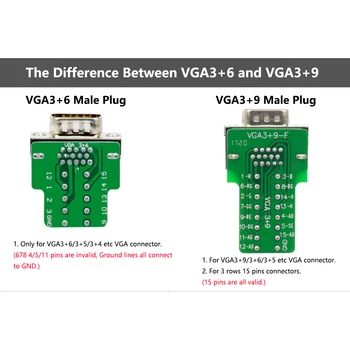 VGA Hegesztő-ingyenes Férfi Plug Női Socket Csat Shell Készlet 3 Sor 15 Pin VGA 3+6 Soros Port Csatlakozó DB15 Audio Video Adapter