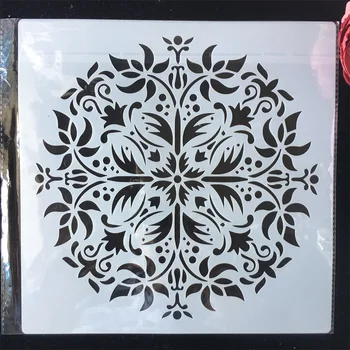 12*12 colos Nagy Mandala Tér Virág DIY Rétegződés Stencil Festmény Scrapbook Színezés Dombornyomás Album Díszítő Sablon