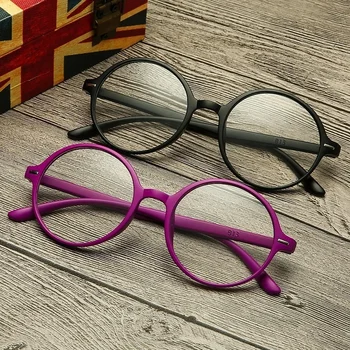 Új Unisex Olvasó Szemüveg Férfi Ultra-könnyű Gyanta Kerek Keretek Nők Távollátás Olvasó Szemüveg Irodalmi Egyszerű Szemüveg