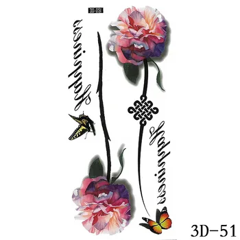 3D Háromdimenziós Ideiglenes Tetoválás Matricák Kar Kulcscsont Művészeti Lány Gyermek Matrica Eldobható Pillangó Virág Vízálló Tetoválás