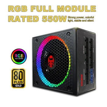 Coolmoon RGB Számítógép Tápegység Névleges 550W Széles Aktív Aranyérmet Csendes Asztali Teljes Modul Tápegység