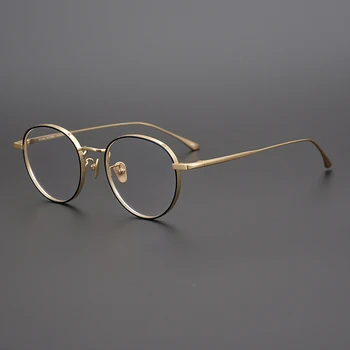 Japán Kézműves John Lennon Kerek Titán Optikai Szemüveg Keret Férfi Retro Szemüveg Rövidlátás Olvasó Szemüveg Oculos De Grau