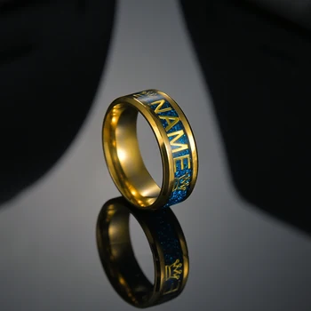 SHOUMAN Személyre Egyéni Név Pár 316L Rozsdamentes Acél Szénszálas Gyűrű a Férfiak a Nők Esküvő, Eljegyzés, Ékszerek
