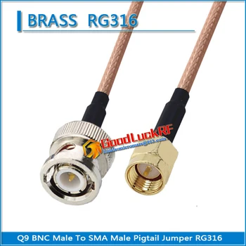 1X Db Q9 BNC Férfi-SMA Male Csatlakozó Pigtail Ugró RG316 Kiterjesztése Kábel RF Csatlakozó Q9, hogy SMA Dual Férfi Alacsony Veszteség
