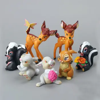 Disney 7db/set Bambi Szarvas Ábra Akció Nyúl Figura Mókus Adatok Szülinapi Torta Dekoráció Babák Játékok gyerekeknek ajándék