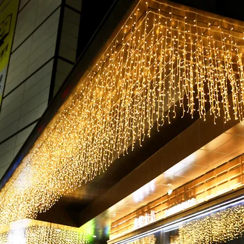2022 újévi Ünnep Fény Jégcsap Függöny LED Lámpák String Fény Karácsonyi Dekoráció Utca Garland Kerti Dekor Tündér Fény