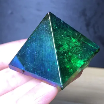 Természetes kristály kvarc galván színű faragott piramis lakberendezési & gem